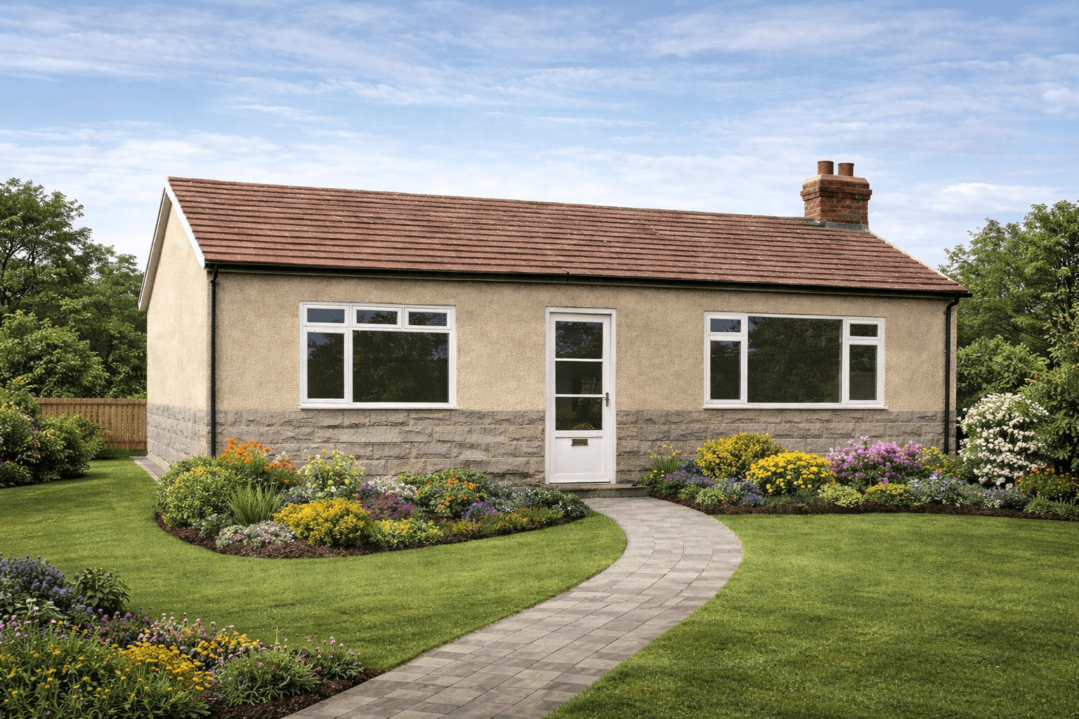 Caldervale house showing gable roof and panelled external walls
