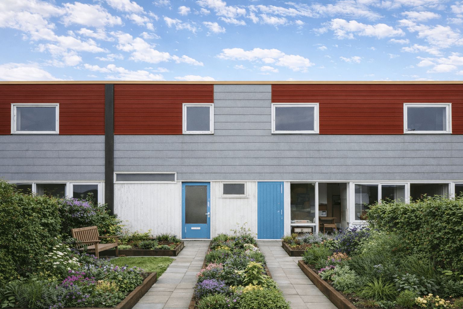 Calverley Type I house showing timber boarding and asbestos cement tile cladding