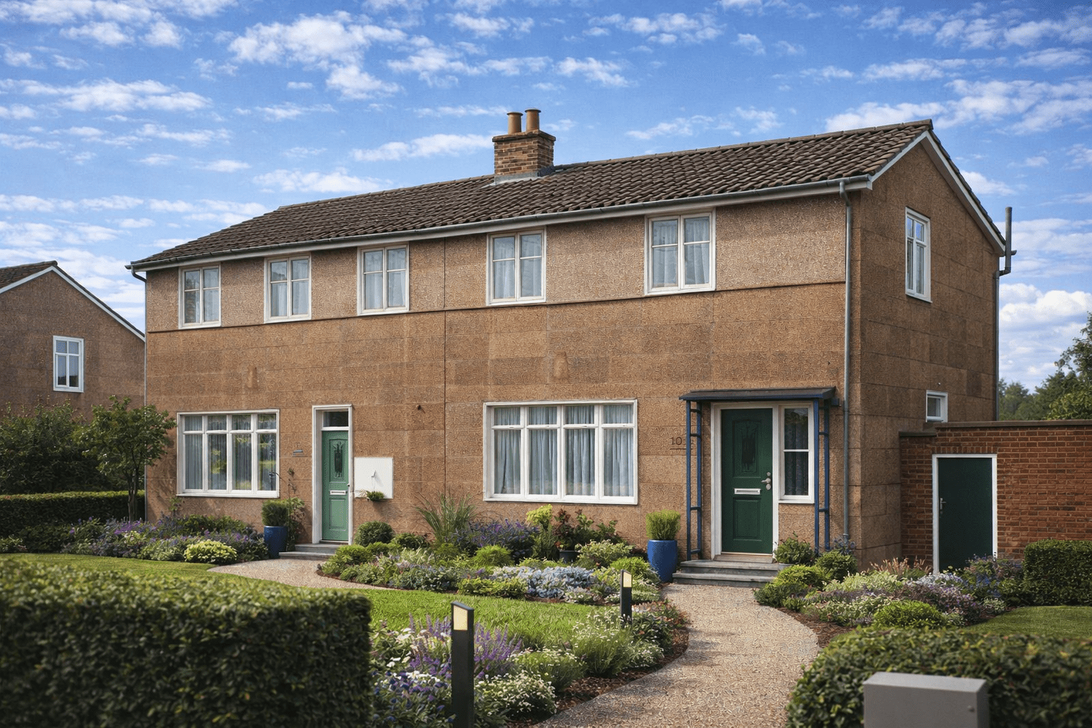 Coventry Corporation House showing precast concrete panels and shallow pitched roof