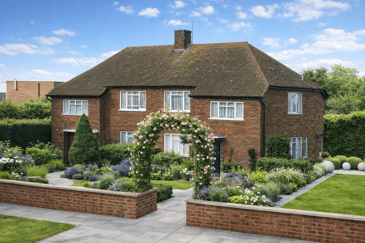 Rothschild House showing brick external walls and hipped tiled roof