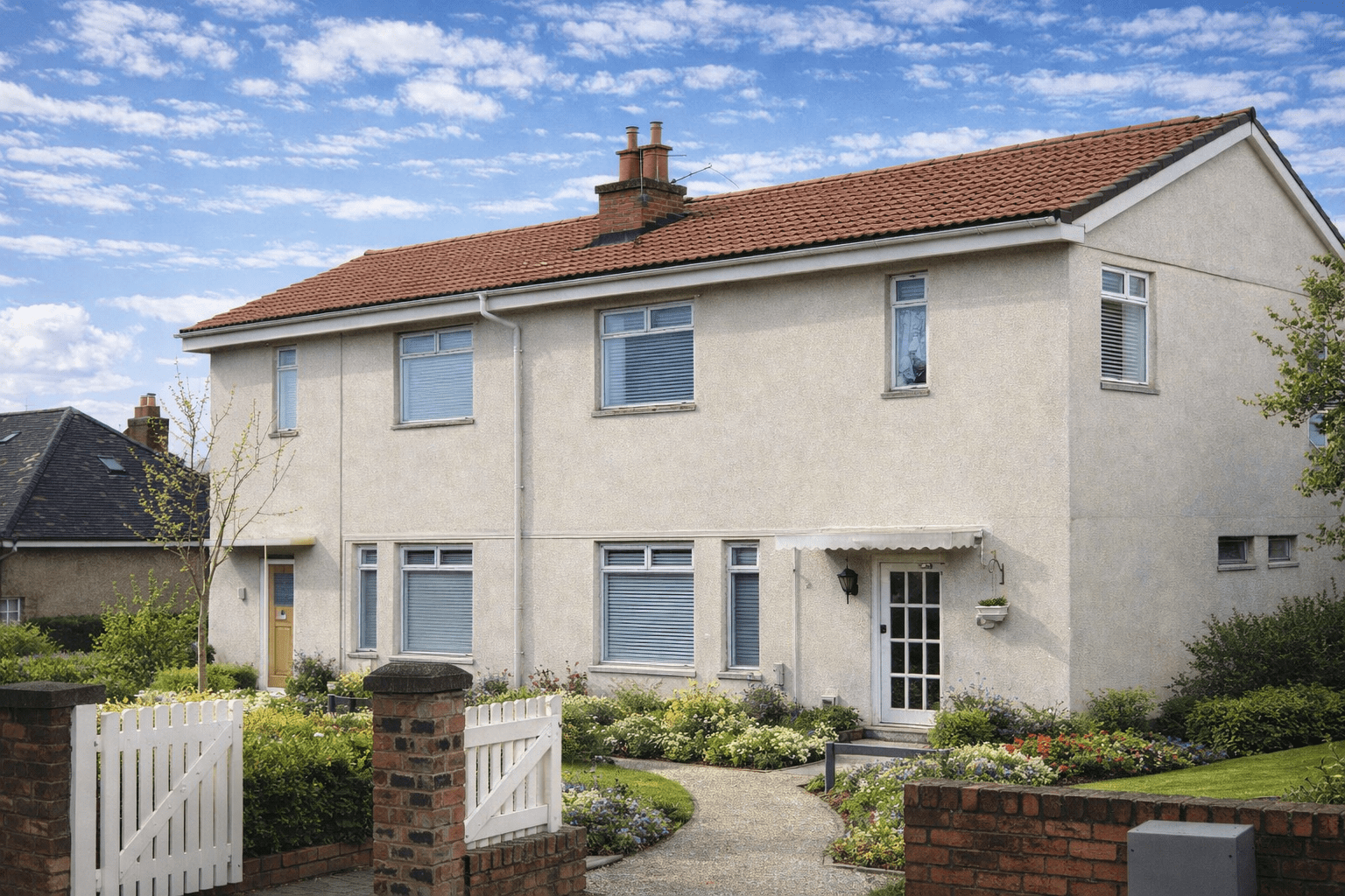 Connell House (Phoenix) showing shallow pitched gable roof and precast concrete construction