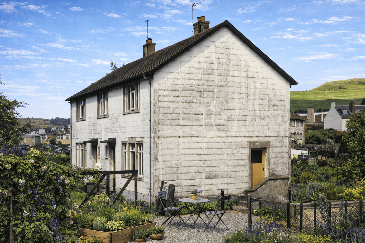 A typical Cruden house showing two-storey form and concrete tile roof