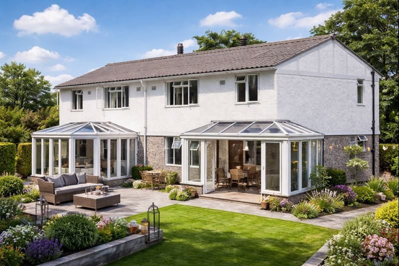 Gee Walker & Slater house showing shallow pitched gable roof and rendered concrete panels