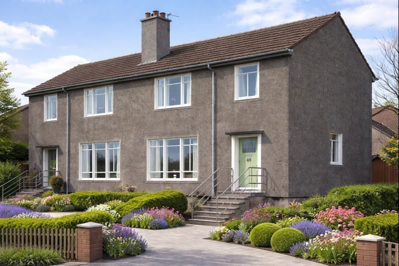 Hillcon house showing harled external walls and gable roof