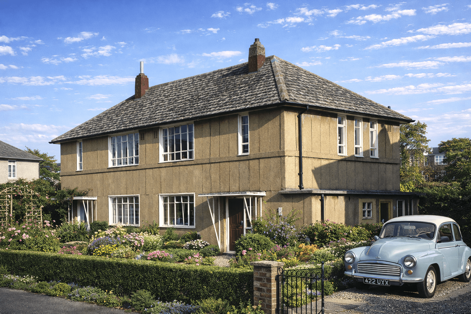 A typical Livett-Cartwright house showing hipped roof and PRC panel construction