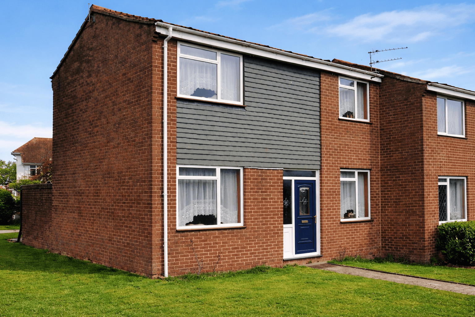 Trusteel 3M house showing steel-framed construction and mixed external wall finishes