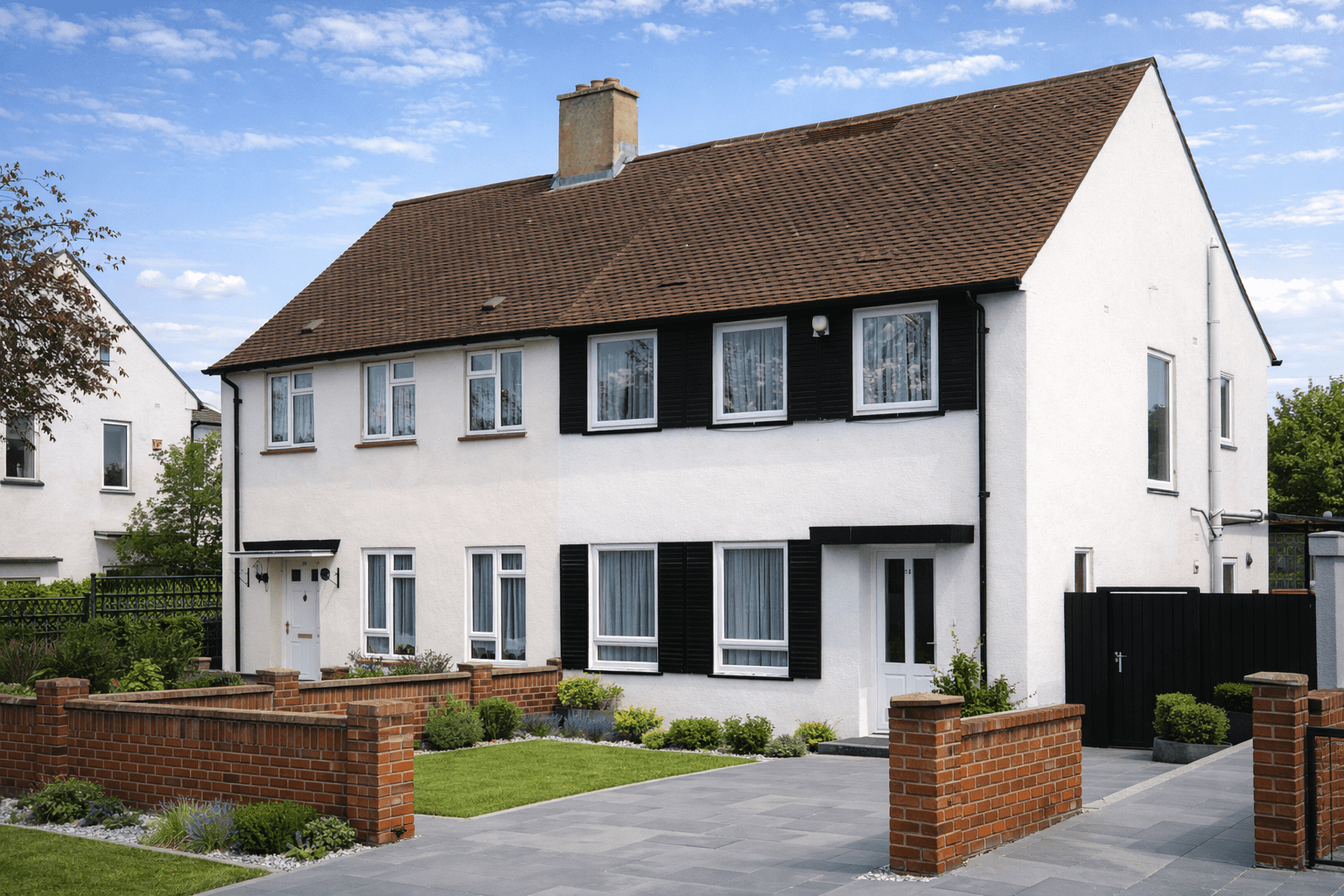 MOW Demonstration No-Fines house showing rendered external walls and pitched tiled roof