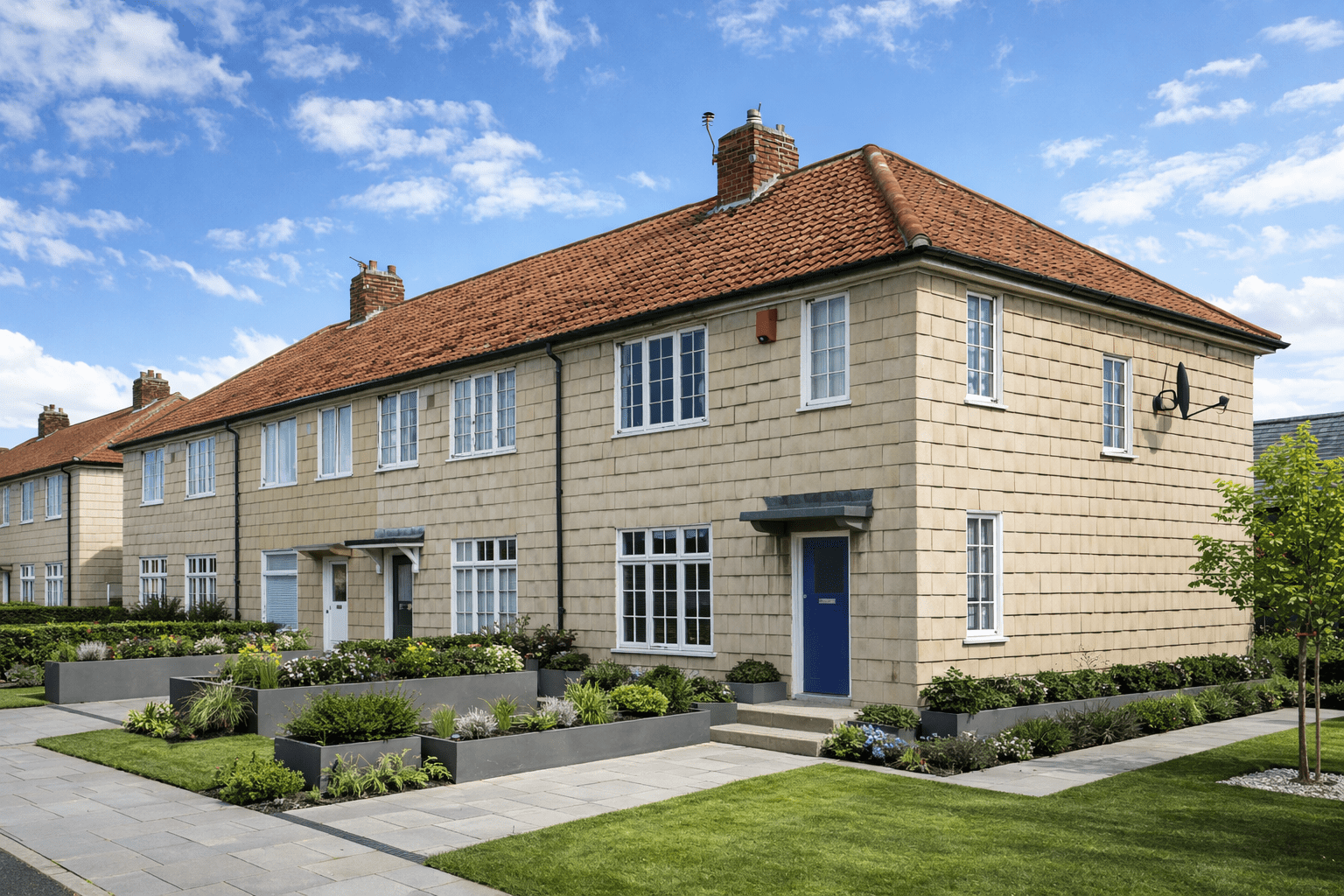 Solvyt house showing early concrete construction and traditional pitched roof