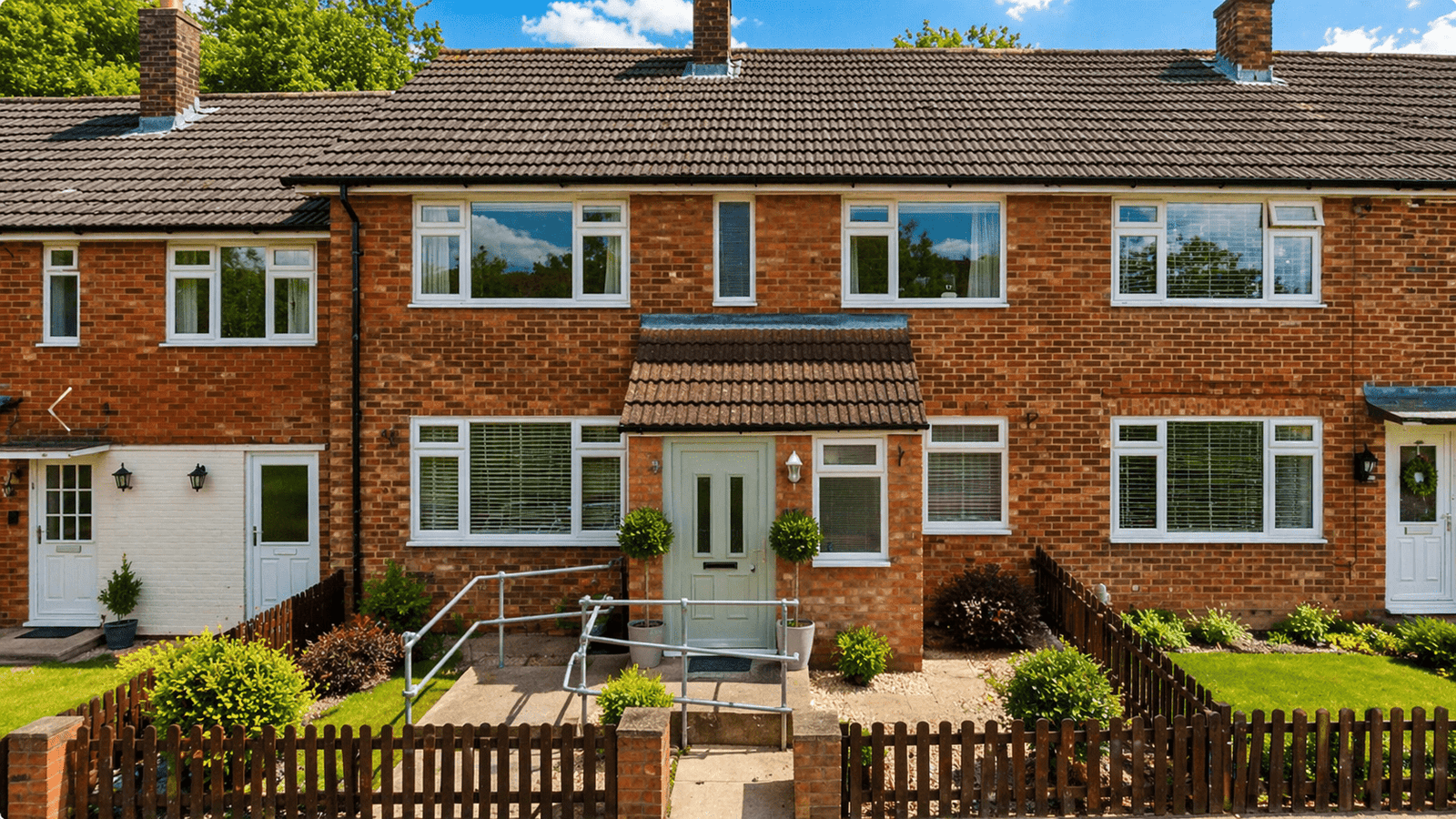 1950s house with simple post-war design and brick exterior